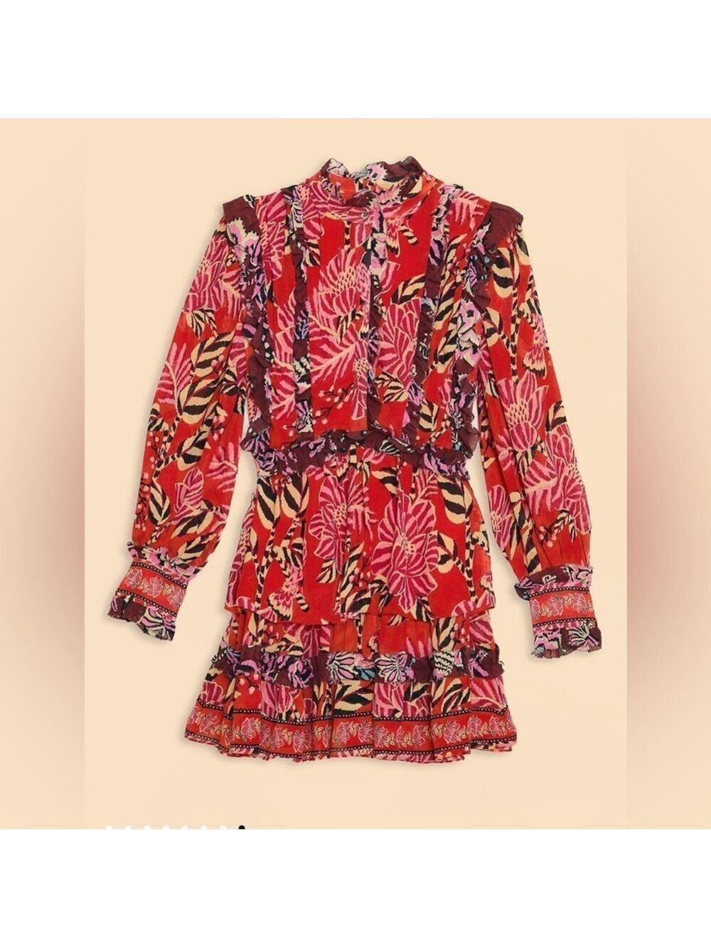 Farm Rio Mixed Floral Ruffle Mini Dress - Picture 11 of 12